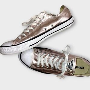 Converse All Star Chuck Taylor Womens 11.5 Low Rose Gold Metallic Sneaker Casual